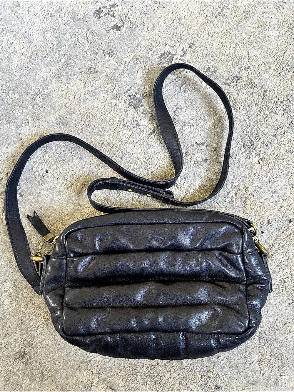 Madewell Quilted Leather-Style Crossbody in Black